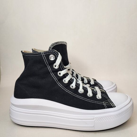 Converse Chuck Taylor All Star Move Platform Shoes Sneakers Womens 8 Black - Picture 2 of 16